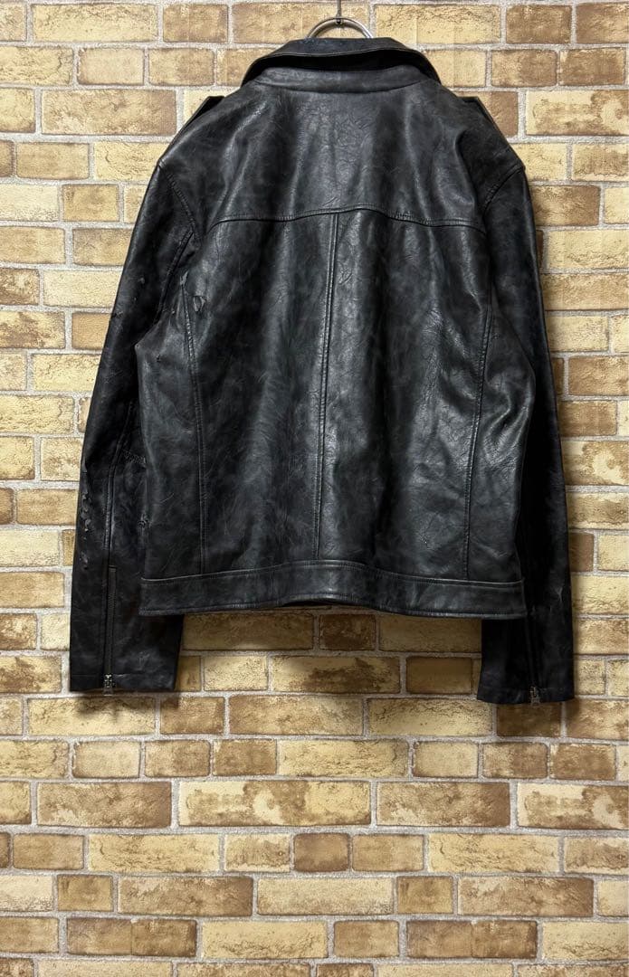 リーバイス　ダブルライダースジャケット　フェイクレザー　革ジャン　黒　XL.