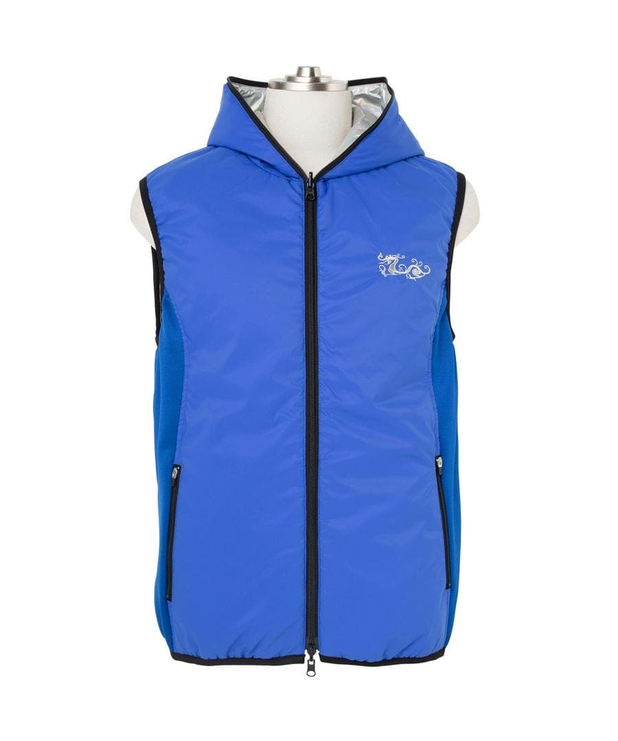 新品☆ダンスウィズドラゴン NYストレッチ タフタ リバーシブルベスト☆青☆XL
