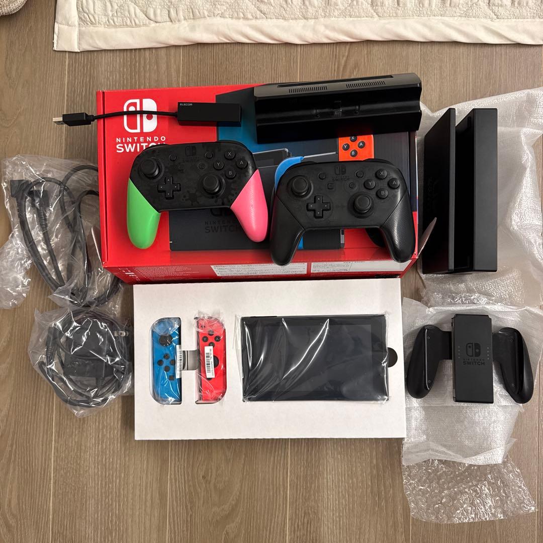 Nintendo Switch 本体　プロコン2個　ドッグ　有線LAN接続
