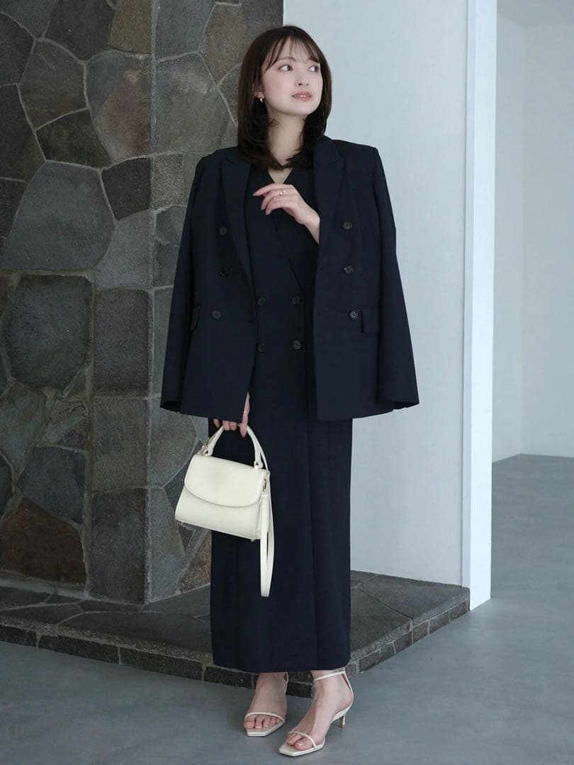 新品 アニュアンス レイヤード ジレ ワンピース ネイビー