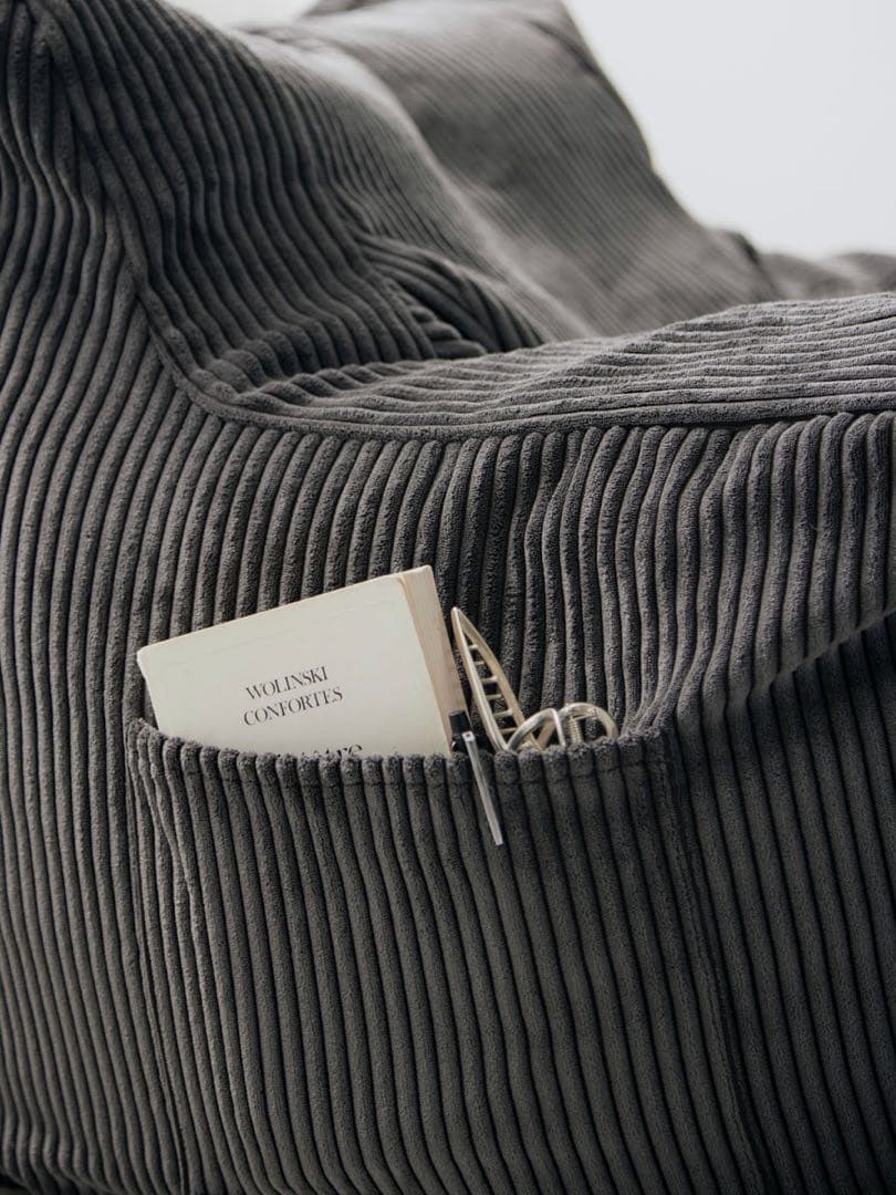 LOOSY 1人掛けビーズソファ Charcoal オットマン付き
