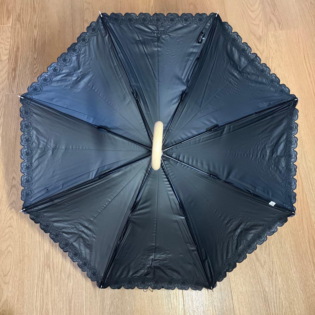 【未使用品】ランバンコレクション フリル 晴雨兼用 ショート傘 日傘 ブラック