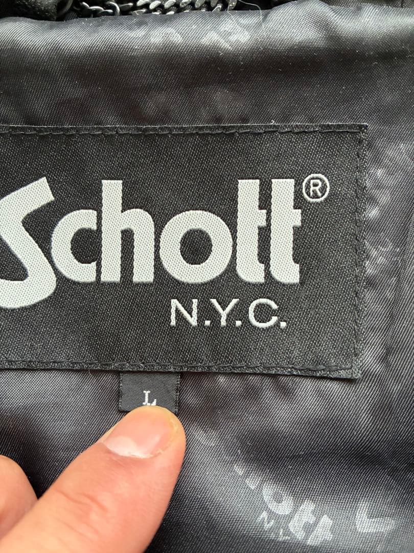 schott フード付き　レザー　ライダースジャケット