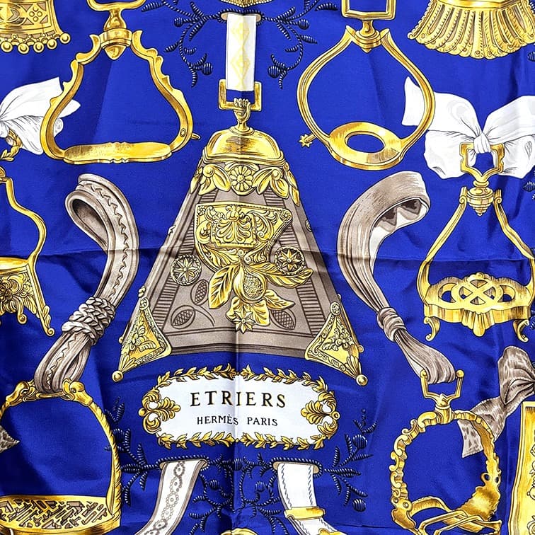 美品【HERMES エルメス】カレ90 ETRIERS 鐙柄 馬具柄　スカーフ