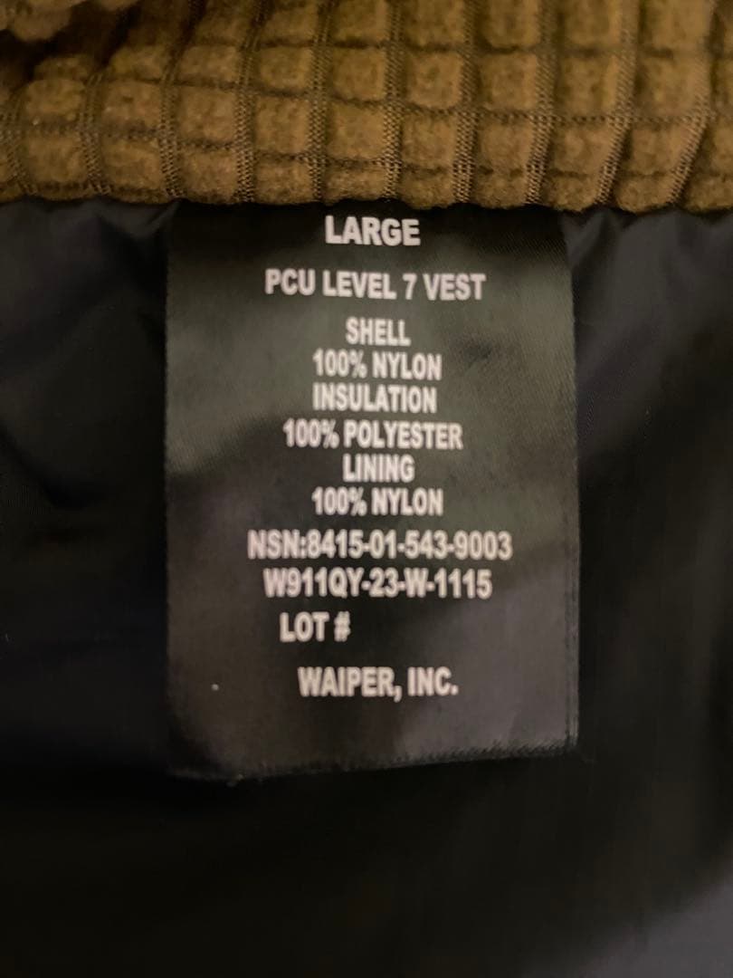 ワイパー WAIPER 米軍 PCU LEVEL7A PRIMALOFT ベスト