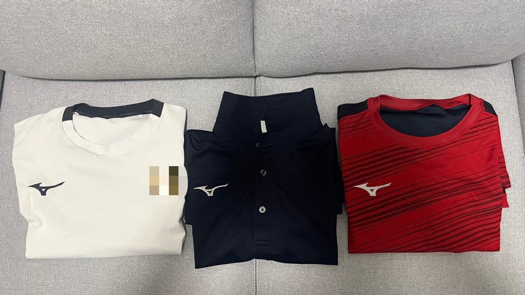 Mizuno シャツセット ホワイト ネイビー レッド