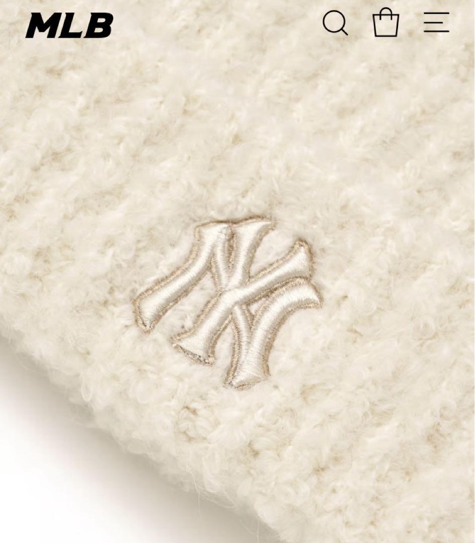 ★新品★ MLB 韓国限定 ビーニー 猫耳 クリーム　ニット帽　カリナ着用