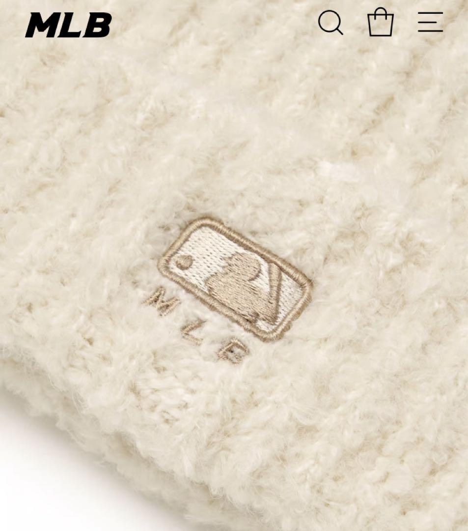 ★新品★ MLB 韓国限定 ビーニー 猫耳 クリーム　ニット帽　カリナ着用