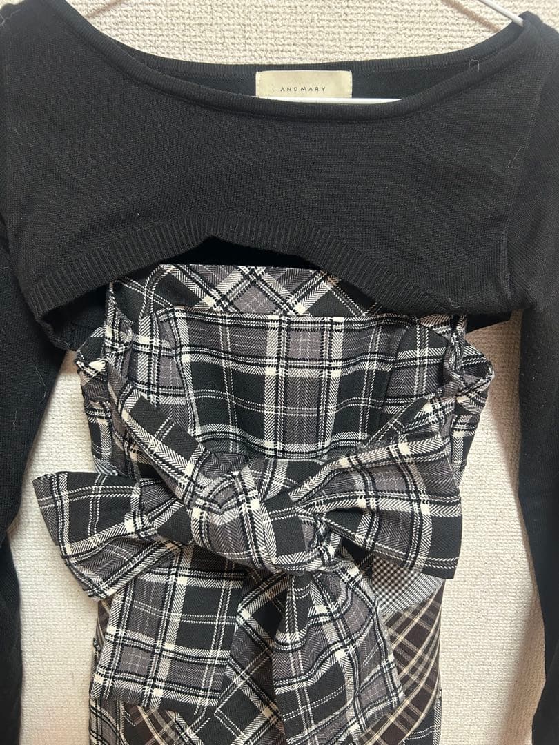 ワンピース andmary Juni check dress black S