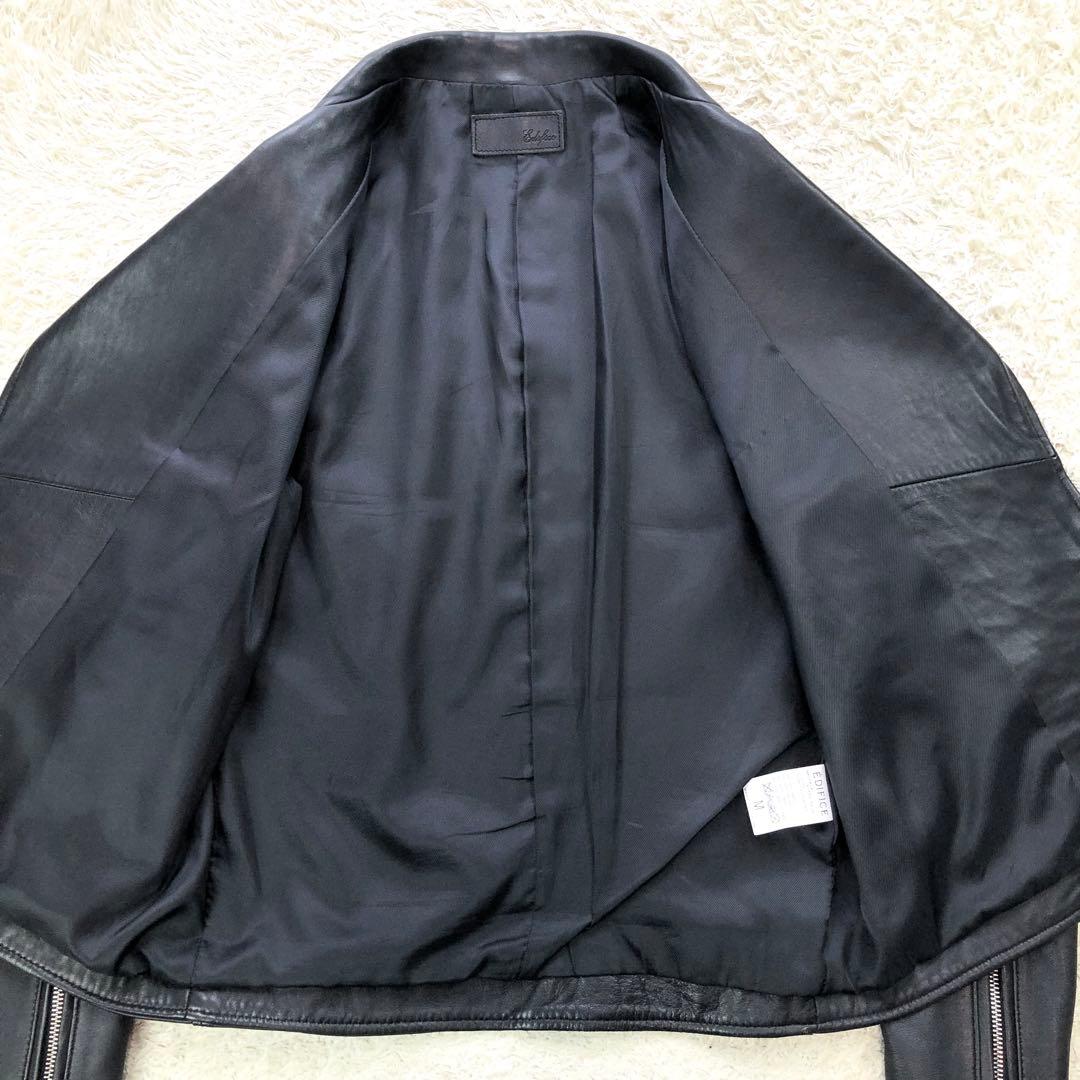 エディフィス 羊革 ラムレザー ダブル ライダース Mサイズ ブラック ジップ