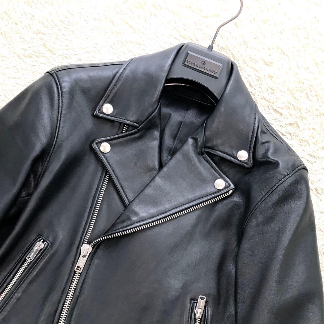エディフィス 羊革 ラムレザー ダブル ライダース Mサイズ ブラック ジップ