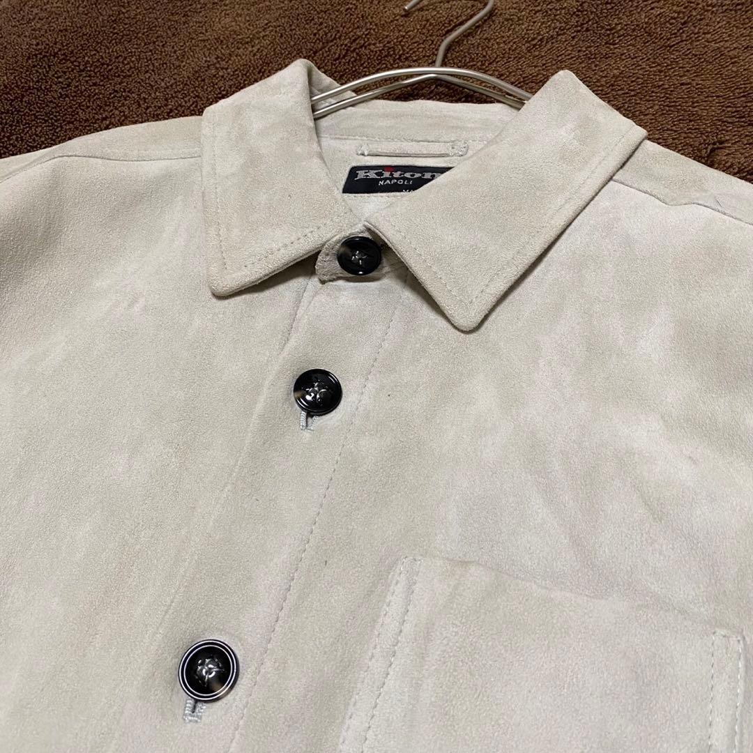 【極希少•羊革✨】Kiton レザーシャツジャケット ITALY アイボリー48