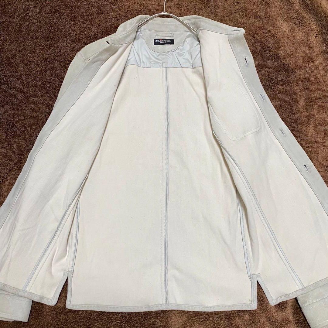 【極希少•羊革✨】Kiton レザーシャツジャケット ITALY アイボリー48