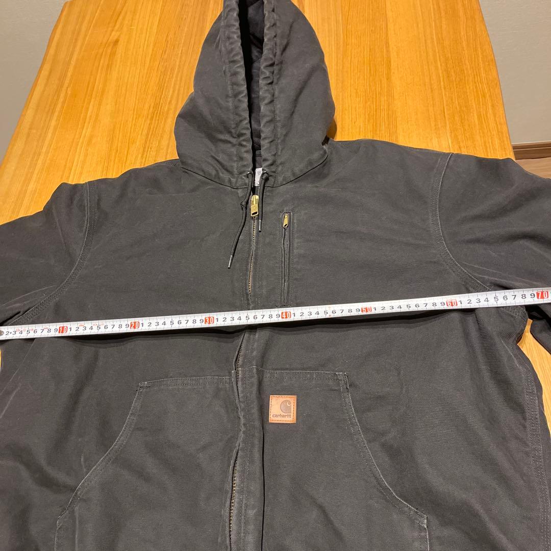 Carhartt フード付き　アクティブジャケット　ブラック　フェード　革タグ