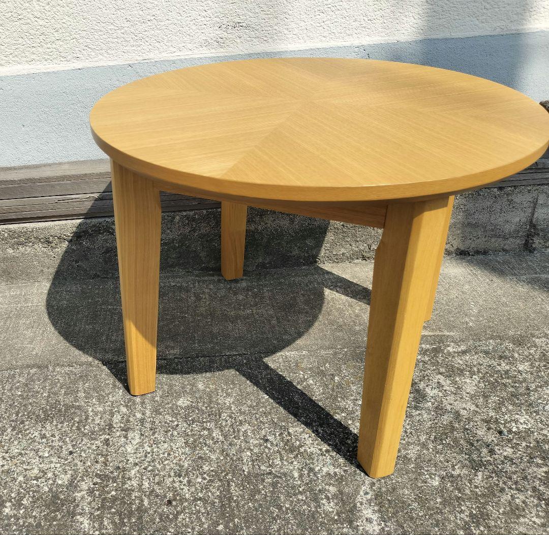 美品 ニトリ 木製 円形テーブル (アロウ600 LBR) タモ材 無垢材