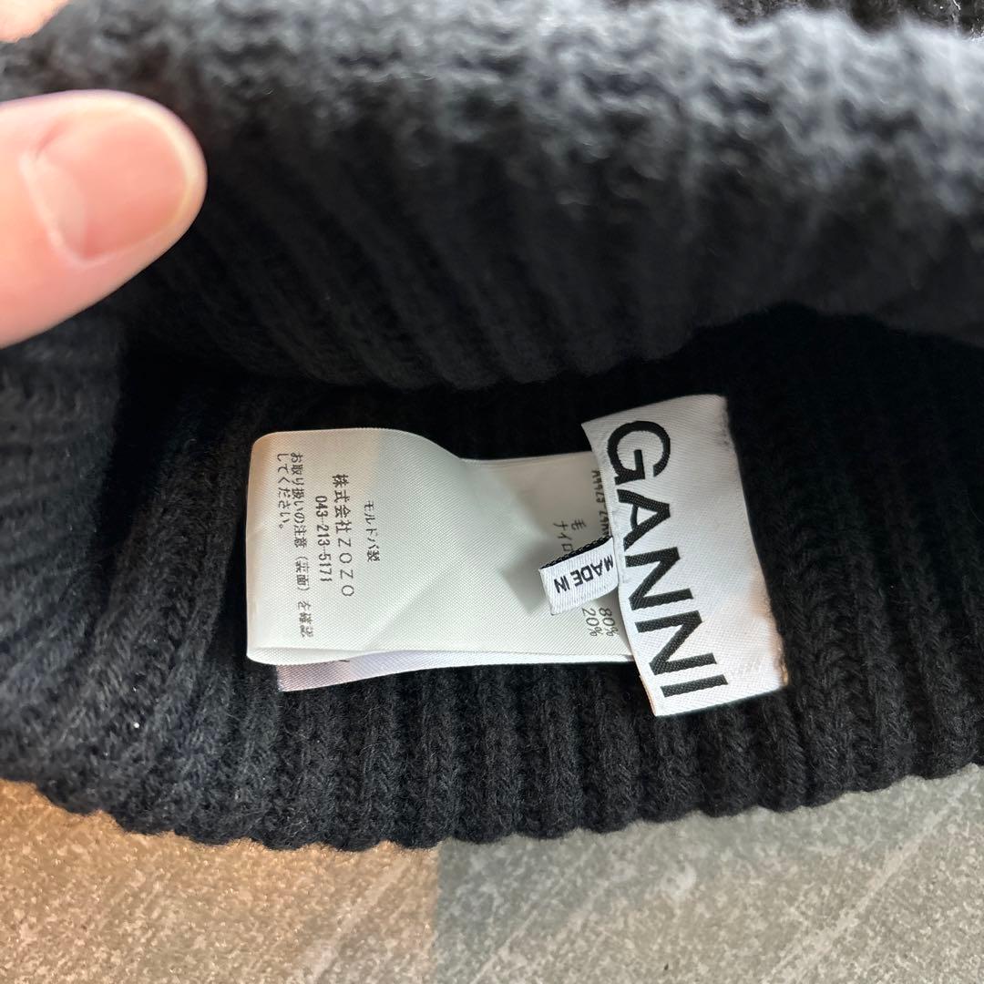GANNI ブラック ニット帽　未使用