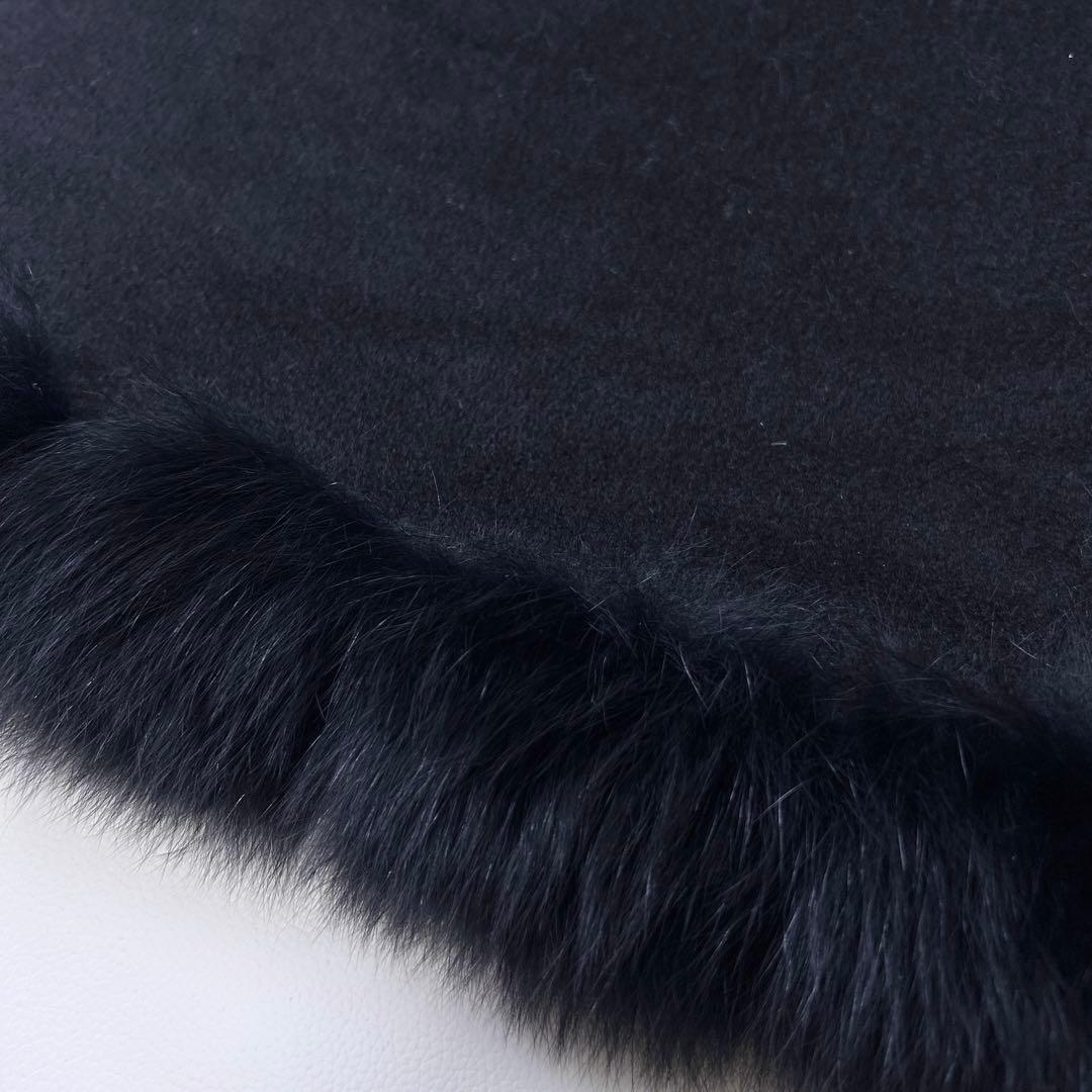 【極美品】ブルーフォックス×カシミヤ100％ 毛皮使い ポンチョコート サイズM