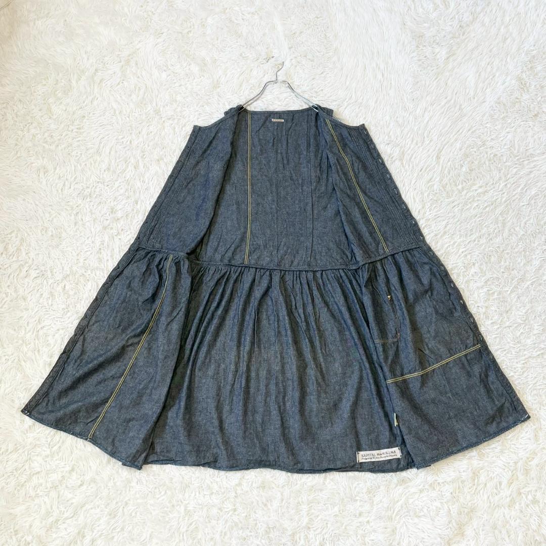 KAPITAL ノースリーブ　デニム　インディゴ　ピンタック　ワンピース