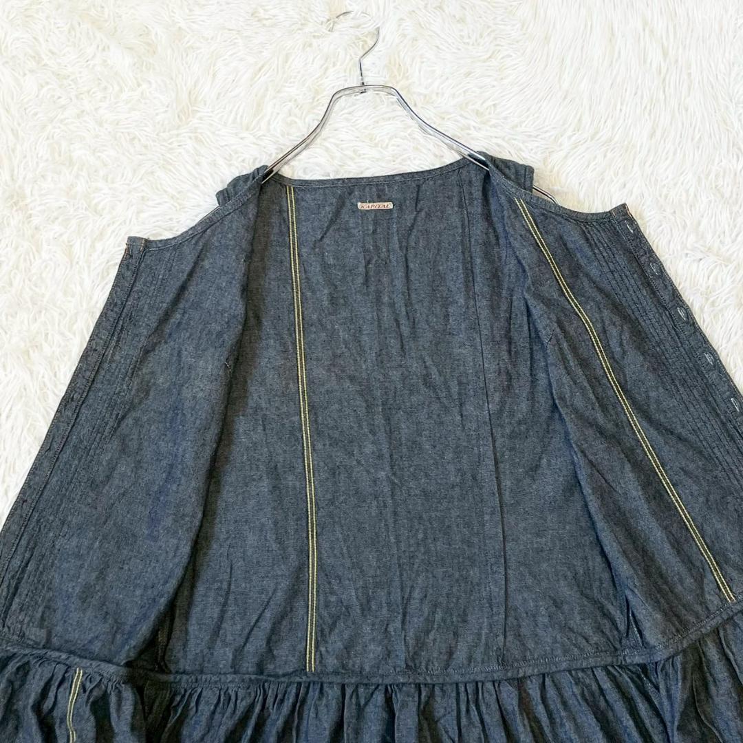 KAPITAL ノースリーブ　デニム　インディゴ　ピンタック　ワンピース