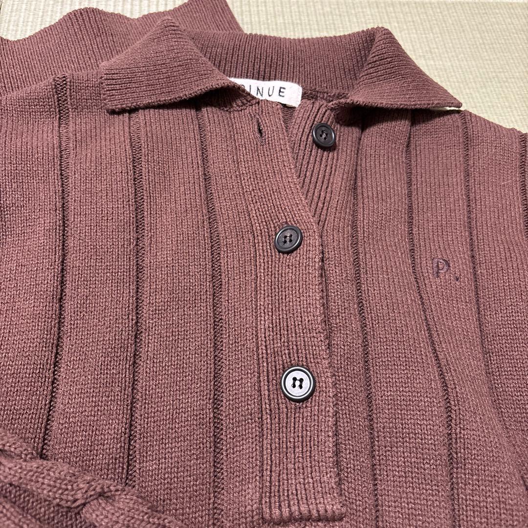 【PINUE】ポロカラーリブニットワンピース Sサイズ