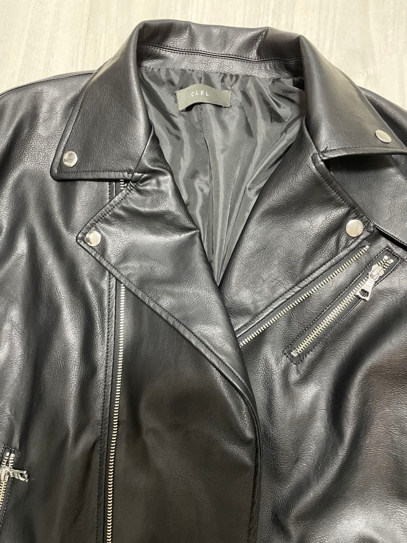 新品未使用【CLEL】2way合皮ライダースジャケットブラックS(ユニセックス)
