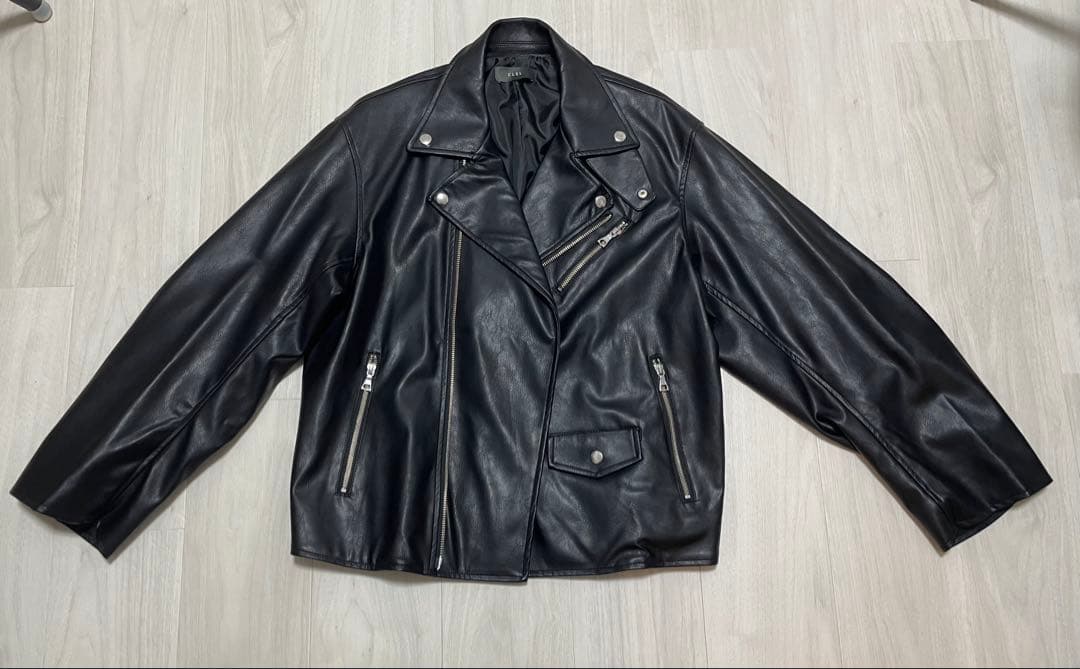 新品未使用【CLEL】2way合皮ライダースジャケットブラックS(ユニセックス)