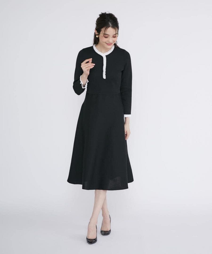 現行M Maglie le cassettoフリルデザインニットワンピ―ス7号