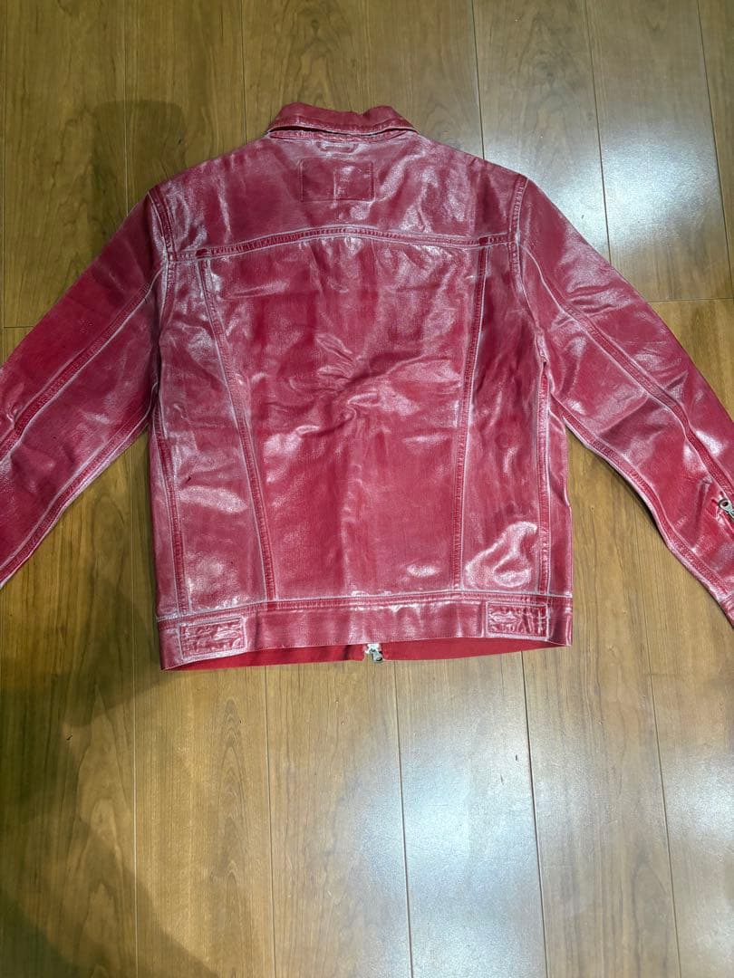 DIESEL コーティングデニムジャケット赤　s
