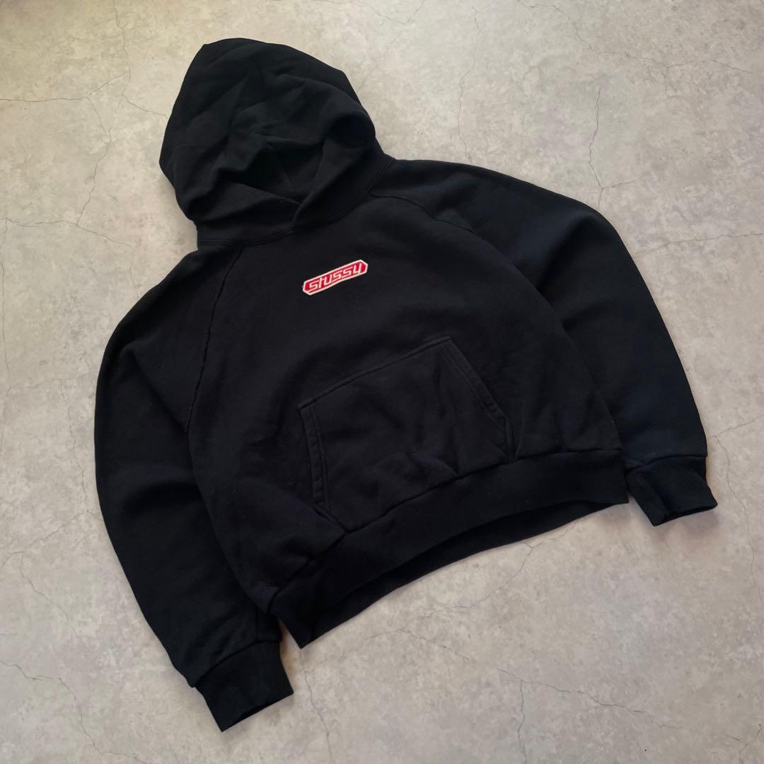 STUSSY ステューシー パーカー 短丈 ロゴ 黒
