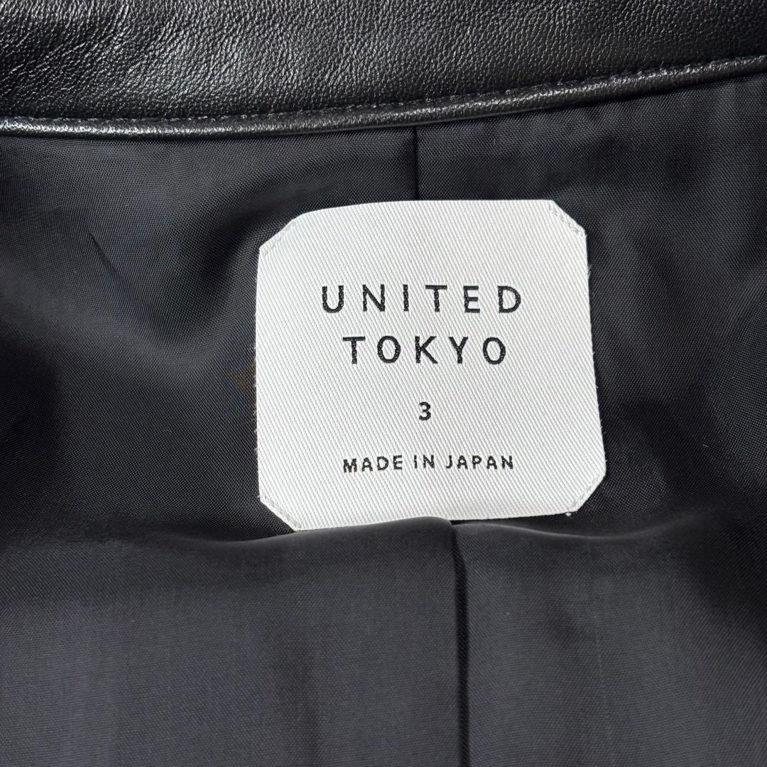 UNITED TOKYO ラムレザー シングル ライダースジャケット 黒 3
