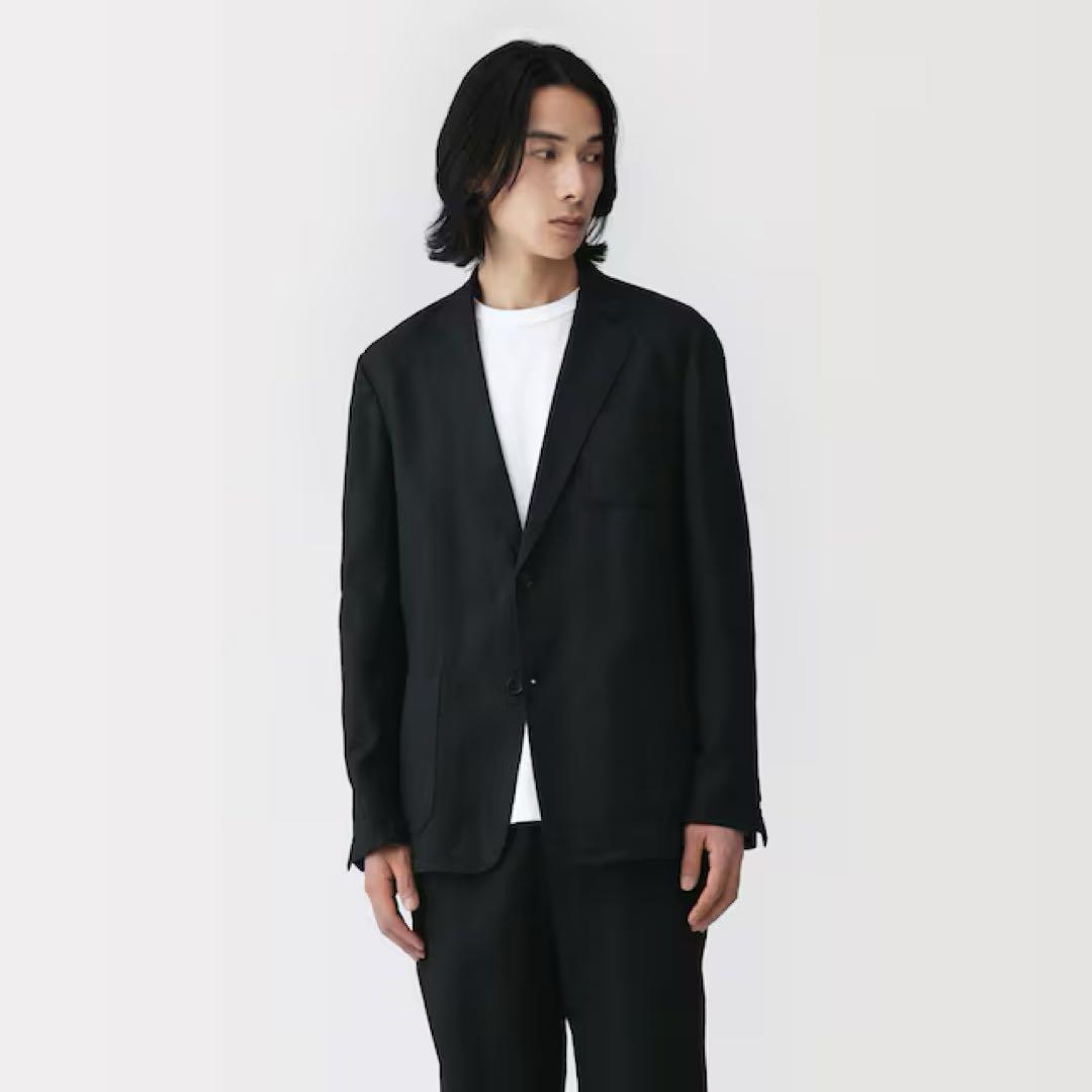 【新品未使用】無印良品　リネン(ヘンプ)　ジャケットパンツセット　ネイビー　L