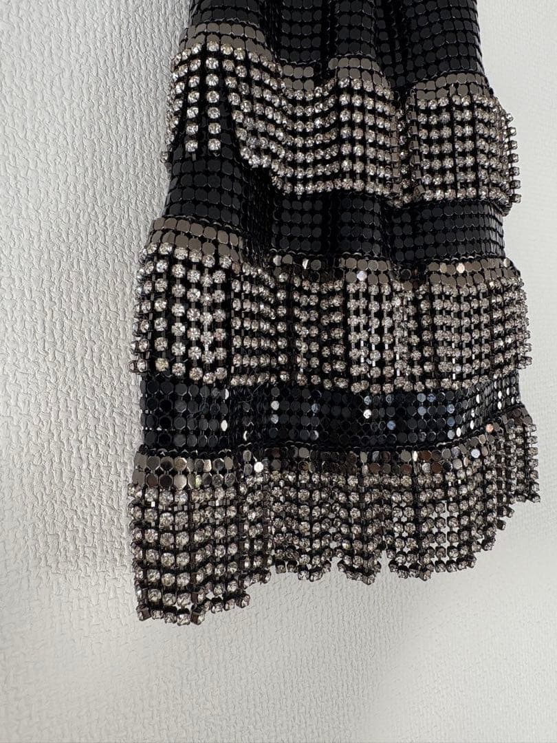 Whiting&Davis フリンジ パーティバッグ Black Silver