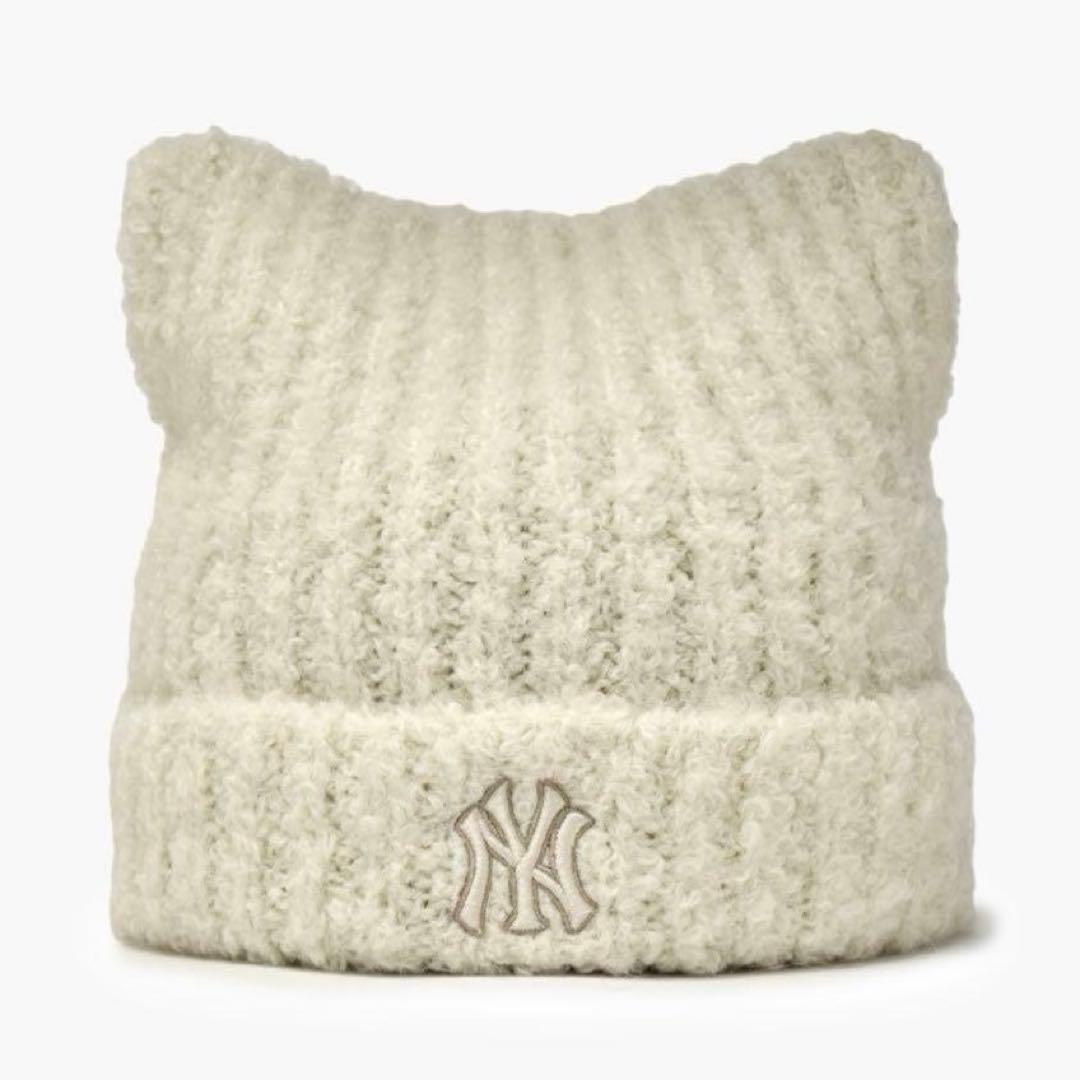 韓国限定❣️MLB カリナpick 猫耳 ミャオン ビーニー 白 TWS