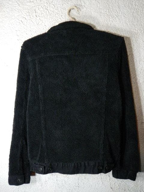 o5771　ZARA　ボア　フリース　ジャケット　部分　ブラックデニム　デザイン
