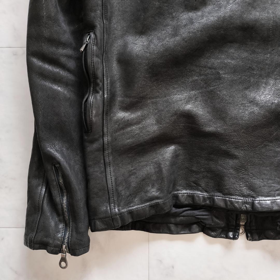バックラッシュ ドイツキップ製品染めレザージャケット XL ブラック 10AW