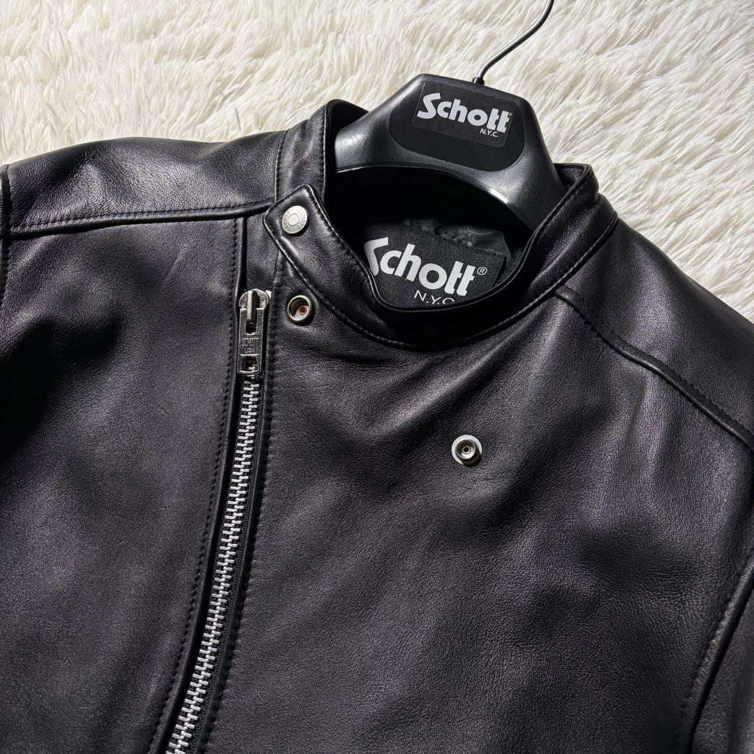 極美品■schott ライダースジャケット　セミダブル　羊革　ブラック　XL