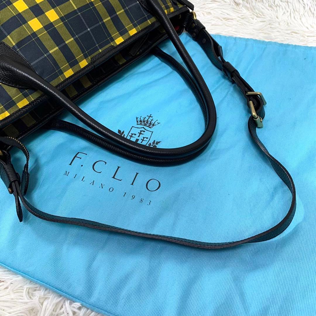 F.CLIO エフクリオ　2way ショルダーバッグ　トートバッグ　チェック柄