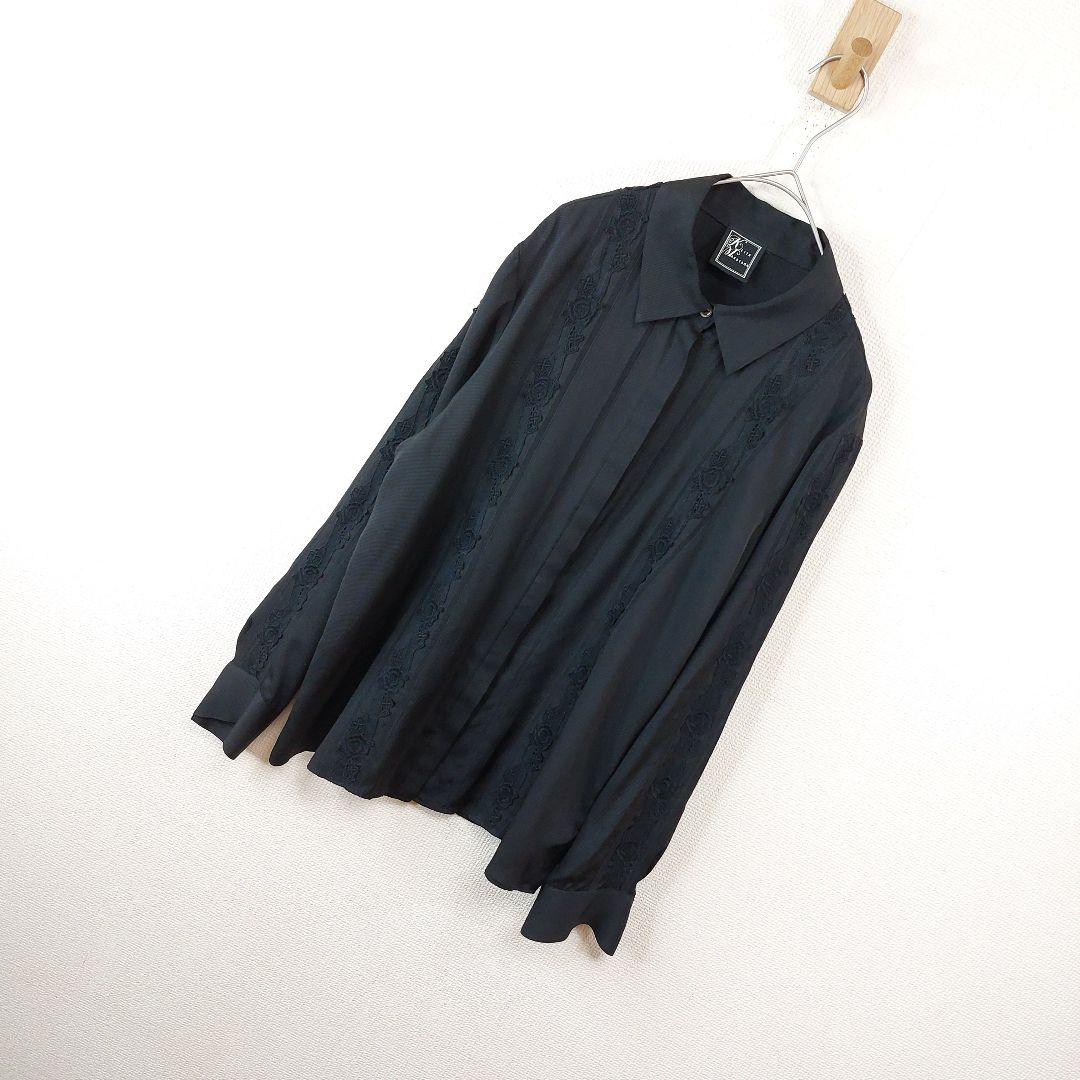 KEITA MARUYAMA　レース刺繍シルクシャツ 花柄 黒 M 長袖