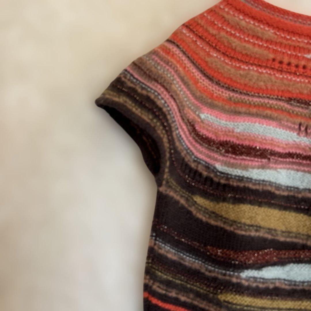 【MISSONI】ウールニットベスト　オンワード樫山　マルチボーダー　164