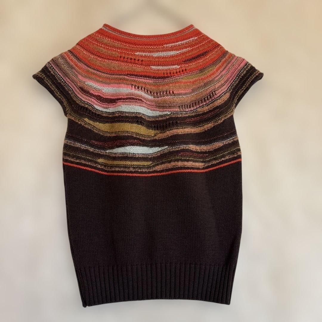 【MISSONI】ウールニットベスト　オンワード樫山　マルチボーダー　164
