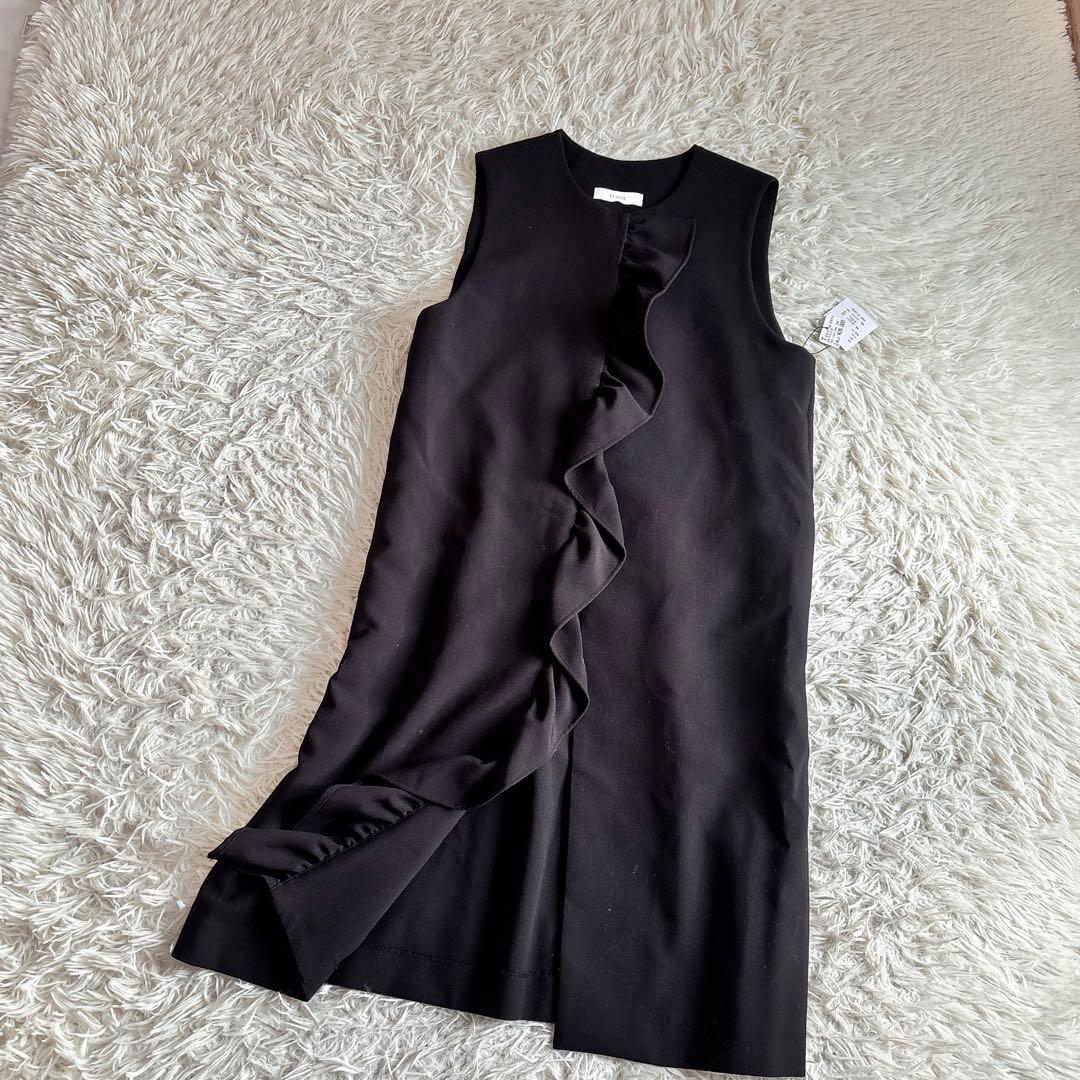 新品 ヤマダヤ FENNEL フリル ロング ベスト ジレ 黒 9