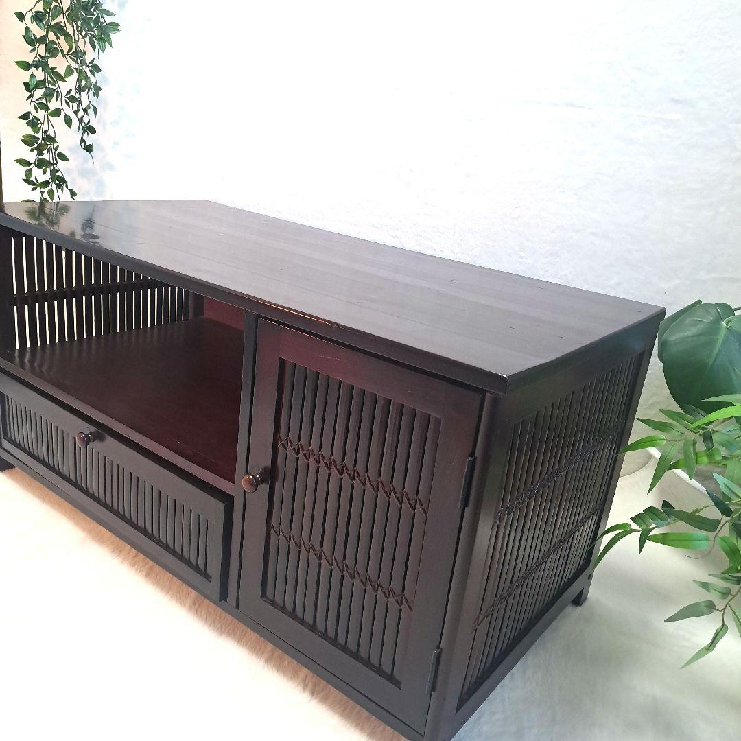 バンブー キャビネット 収納家具 ダークブラウン 竹製 インテリア