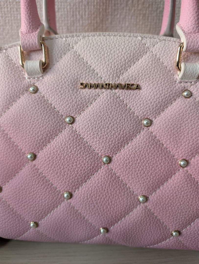 【美品】Samantha Vega キルティング パール ビジューフラッター 小
