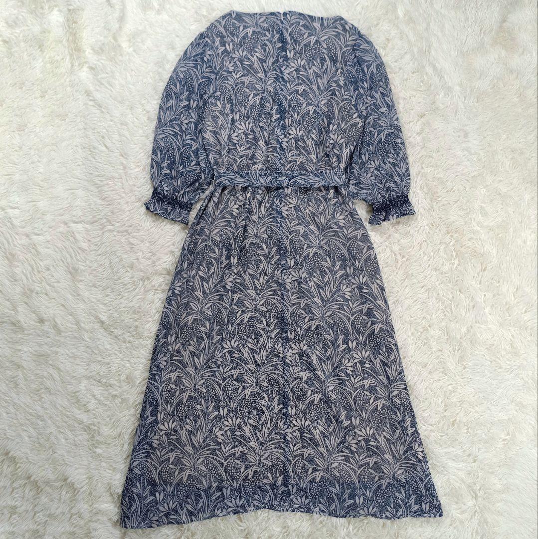 近年 美品✨ローラアシュレイ　ウエストリボン　　シフォンロングワンピース　40