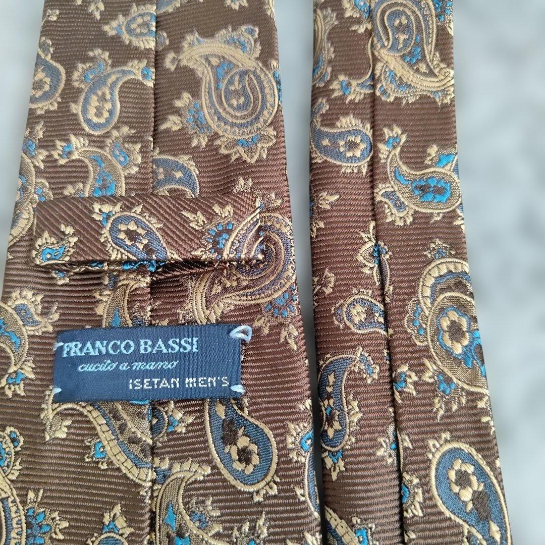 フランコバッシ　ネクタイ　ペイズリー柄　ブラウン　FRANCOBASSI　シルク
