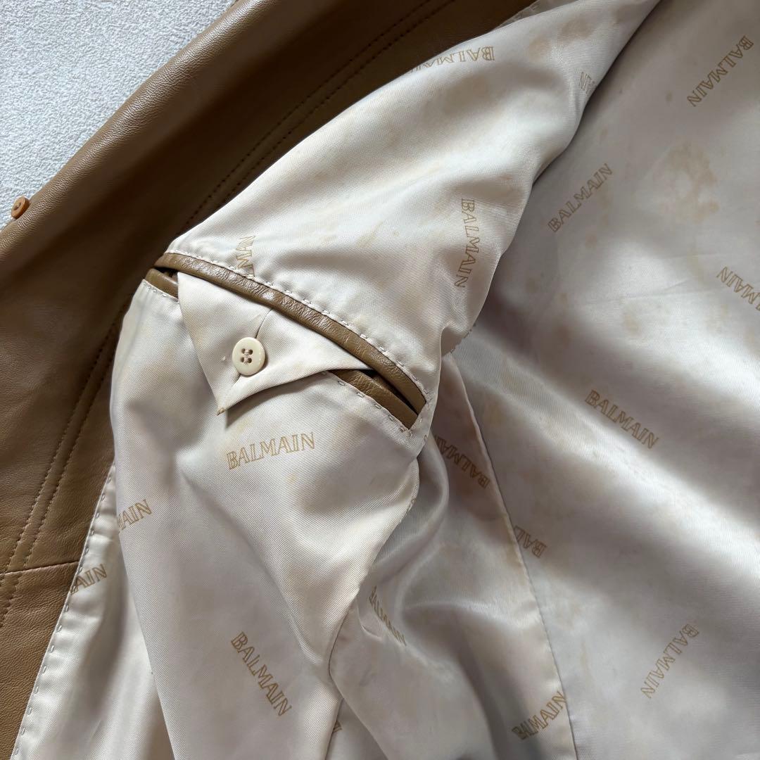 バルマン BALMAIN レザージャケット 本革 キャメル M テーラード