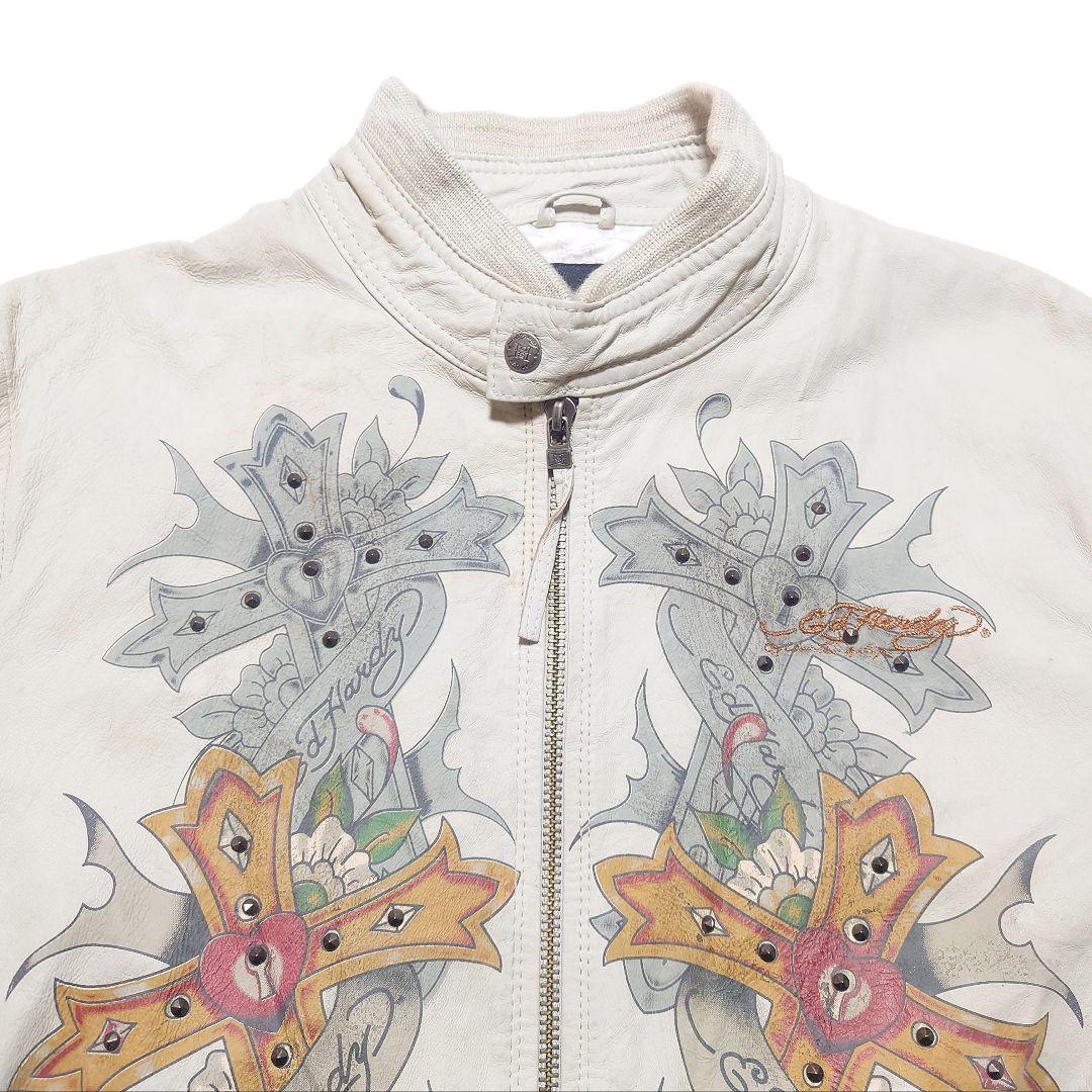 Ed Hardy　ライダース レザージャケット　本革　y2k archive