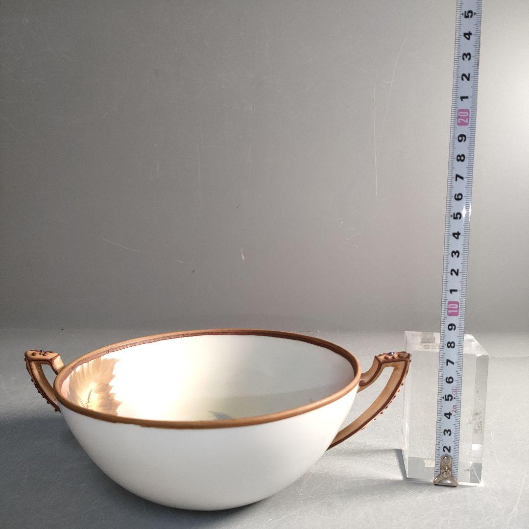 A1293-5/オールドノリタケ/果実図取手付ボウル17cm/飾鉢/懐石道具/