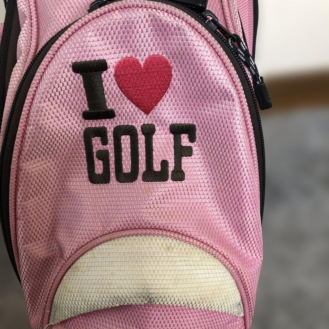 ピンク I LOVE GOLF ゴルフバッグ