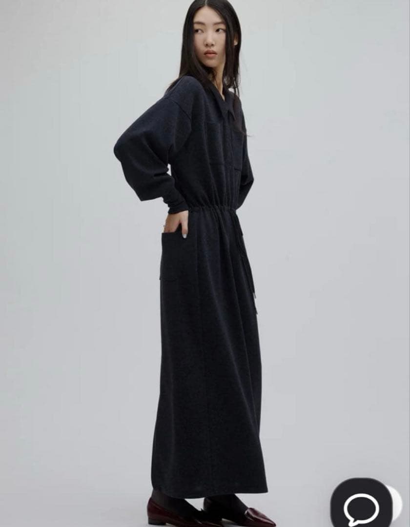 AMERI RELAX DRAWSTRING SWEAT DRESSブラックM